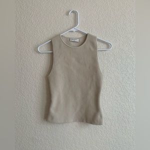 Aritzia sculpt high neck tank top in cream/taupe